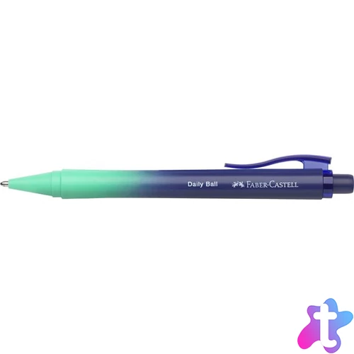 Golyóstoll, 1 mm, XB, nyomógombos, türkiz-kék tolltest, FABER-CASTELL "Daily Ball Flow", kék