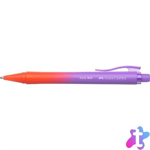 Golyóstoll, 1 mm, XB, nyomógombos, piros-lila tolltest, FABER-CASTELL "Daily Ball Flow", kék