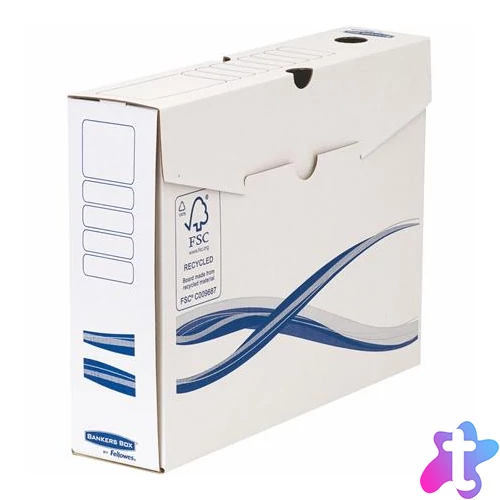 Archiválódoboz, A4, 80 mm, FELLOWES "Bankers Box Basic", kék-fehér