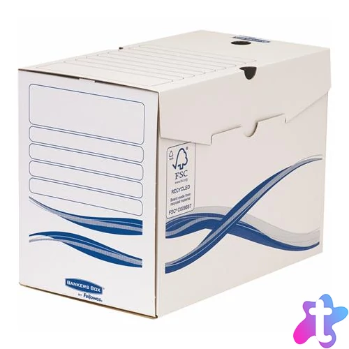 Archiválódoboz, A4, 200 mm, FELLOWES "Bankers Box Basic", kék-fehér