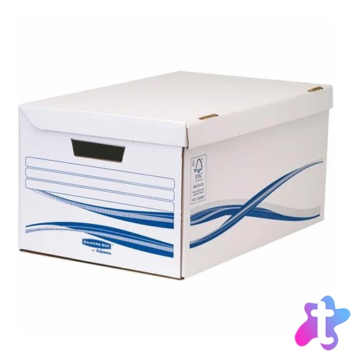 Csapófedeles archiválókonténer, karton, nagy, 6 db Archiválódobozzal, FELLOWES "Bankers Box Basic", kék-fehér
