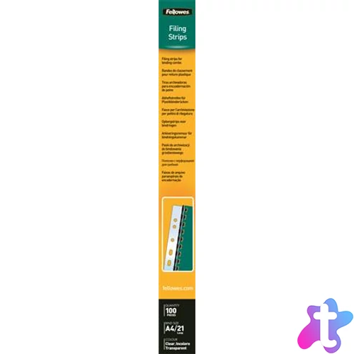 Előrelyukasztott lefűzőcsíkok műanyagspirállal bekötött dokumentumokhoz, A4, FELLOWES