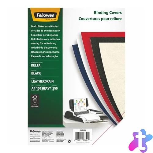 Hátlap, A4, 250 g, matt, FELLOWES "Delta", fekete, 100 db