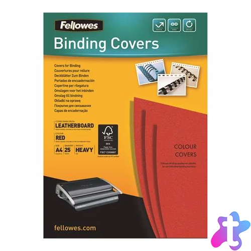 Hátlap, A4, 250 g, matt, FELLOWES "Delta", piros, 25 db