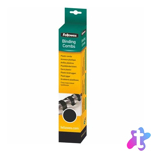 Spirál, műanyag, 14 mm, 81-100 lap, FELLOWES, 25 db, fekete