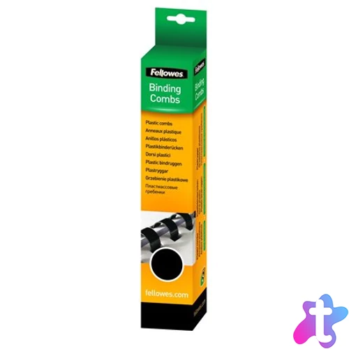 Spirál, műanyag, 16 mm, 101-120 lap, FELLOWES, 25 db, fekete