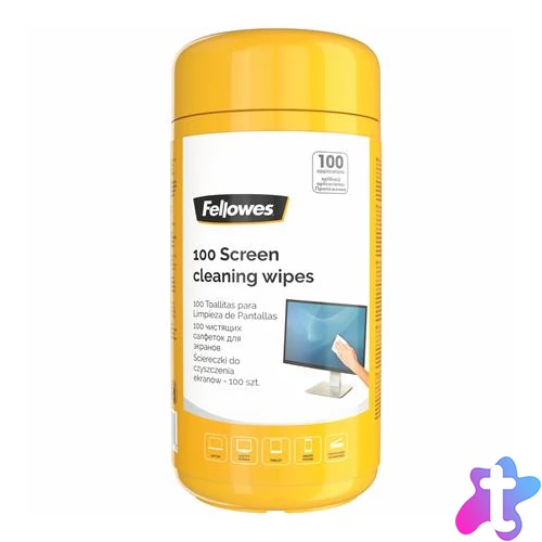 Tisztítókendő, képernyőhöz, 100 db, FELLOWES