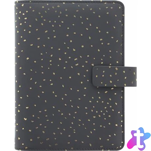Kalendárium, gyűrűs, betétlapokkal, personal méret, FILOFAX, "Confetti", fekete