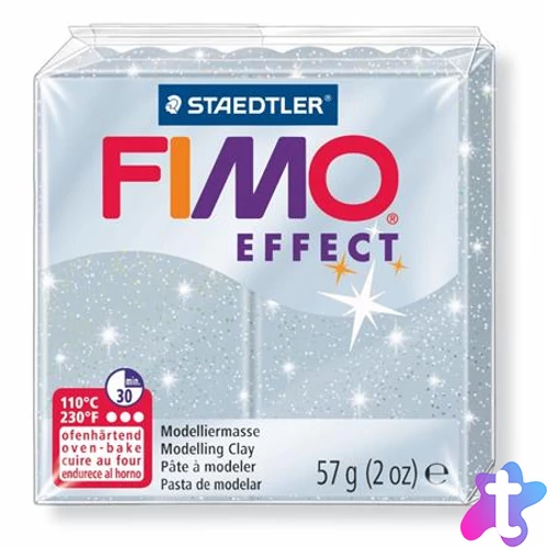 Gyurma, 57 g, égethető, FIMO "Effect", csillámos ezüst