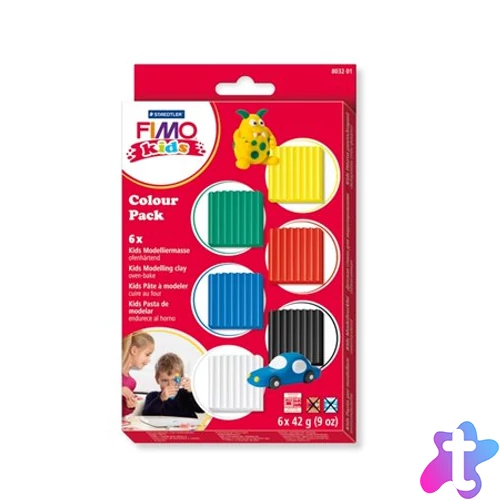 Gyurma készlet, 6x42 g, égethető, FIMO "Kids Color Pack", 6 alapszín