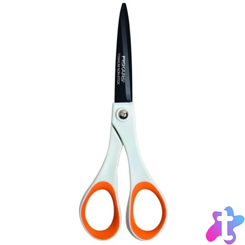 Olló, általános, tapadásmentes, 17 cm, FISKARS "Non-Stick", fehér