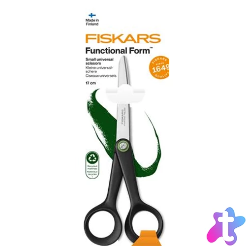 Olló, általános, 17 cm, FISKARS "Functional Form Renew", fekete
