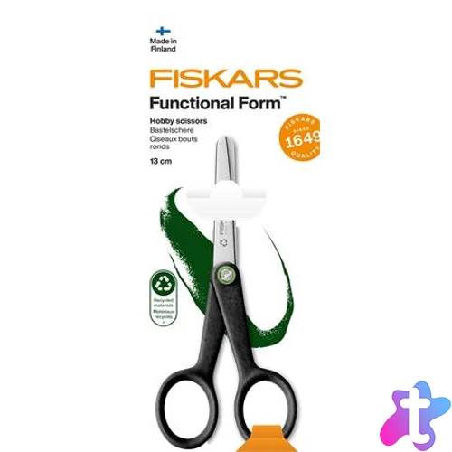 Olló, hobby, 13 cm, FISKARS "Functional Form Renew", fekete