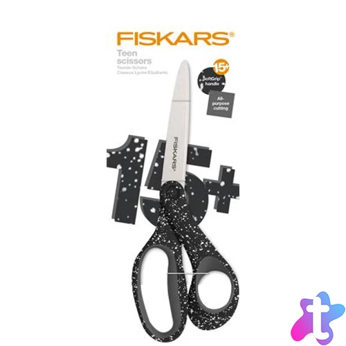 Olló, ifjúsági, 20 cm, FISKARS, foltos fekete