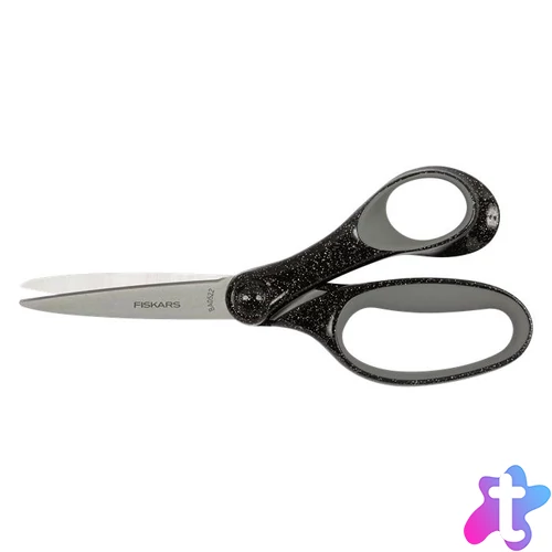 Olló, iskolai, 18 cm, FISKARS, csillámos fekete