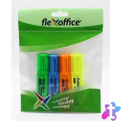 Szövegkiemelő készlet, 1-4 mm, FLEXOFFICE "HL05", 4 különböző szín