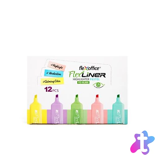 Szövegkiemelő készlet, 1-5 mm, FLEXOFFICE "Flexliner", vegyes pasztell színek
