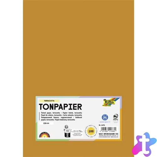 Színes papír, A4, 130 g, 100 lap, FOLIA, terrakotta