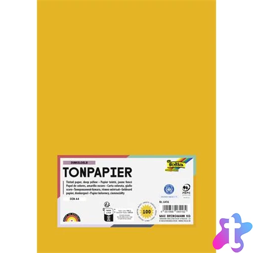 Színes papír, A4, 130 g, 100 lap, FOLIA, sötétsárga