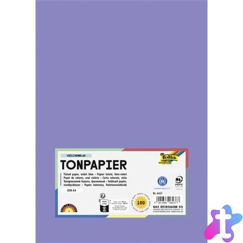 Színes papír, A4, 130 g, 100 lap, FOLIA, ibolyakék