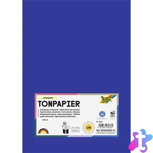 Színes papír, A4, 130 g, 100 lap, FOLIA, mélykék