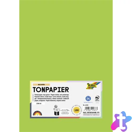 Színes papír, A4, 130 g, 100 lap, FOLIA, tavaszzöld