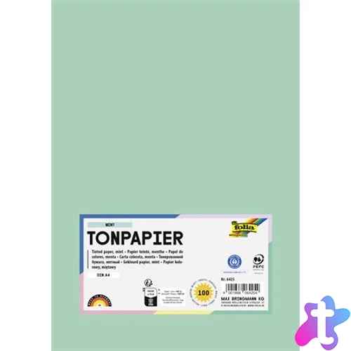 Színes papír, A4, 130 g, 100 lap, FOLIA, menta