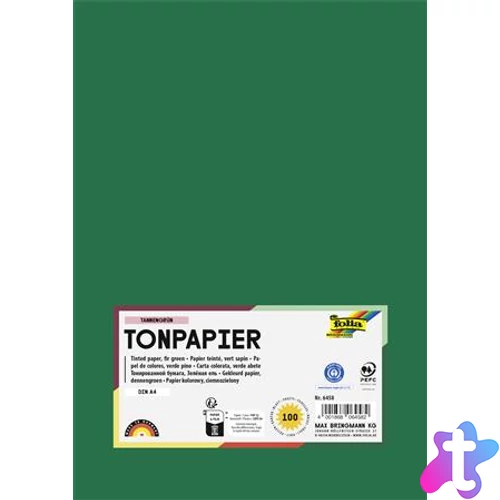 Színes papír, A4, 130 g, 100 lap, FOLIA, fenyőzöld