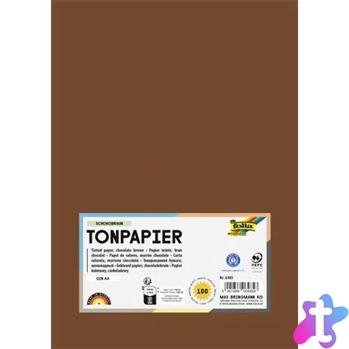 Színes papír, A4, 130 g, 100 lap, FOLIA, csokoládébarna