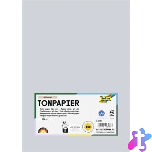 Színes papír, A4, 130 g, 100 lap, FOLIA, világosszürke
