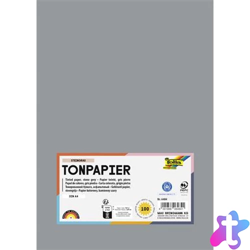Színes papír, A4, 130 g, 100 lap, FOLIA, kőszürke
