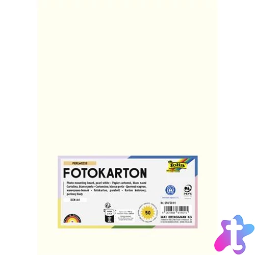 Dekorkarton, 2 oldalas, A4, 300 g, 50 lap, FOLIA, gyöngyfehér
