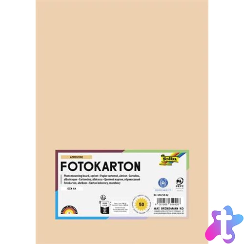 Dekorkarton, 2 oldalas, A4, 300 g, 50 lap, FOLIA, barack