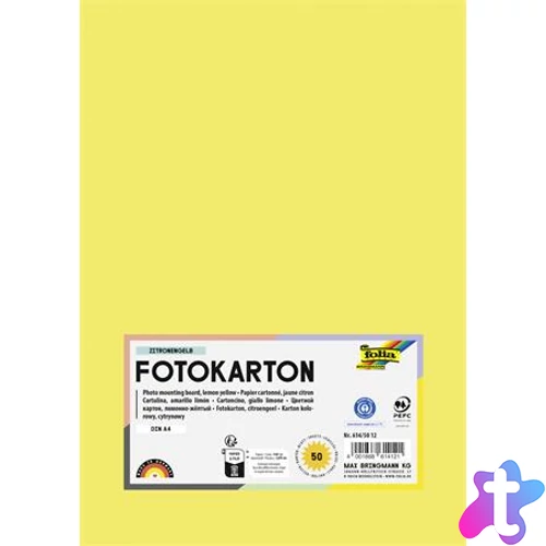 Dekorkarton, 2 oldalas, A4, 300 g, 50 lap, FOLIA, citromsárga