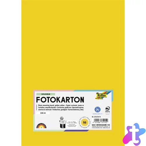 Dekorkarton, 2 oldalas, A4, 300 g, 50 lap, FOLIA, aranysárga