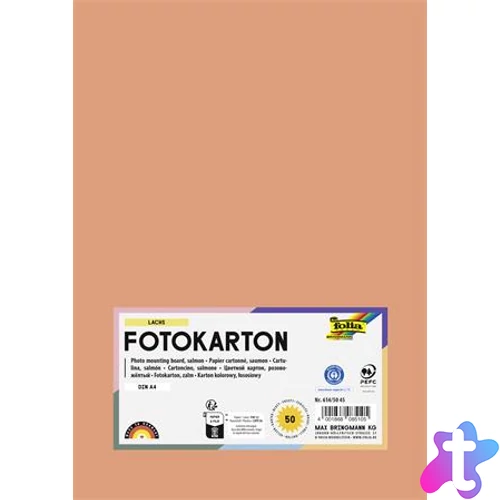 Dekorkarton, 2 oldalas, A4, 300 g, 50 lap, FOLIA, lazacszínű