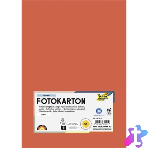 Dekorkarton, 2 oldalas, A4, 300 g, 50 lap, FOLIA, narancs