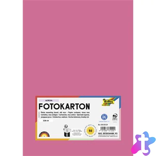 Dekorkarton, 2 oldalas, A4, 300 g, 50 lap, FOLIA, fáradt rózsaszín