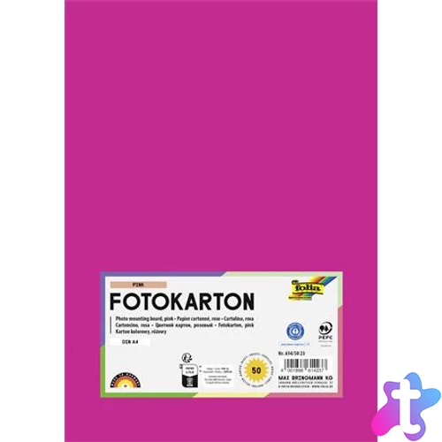 Dekorkarton, 2 oldalas, A4, 300 g, 50 lap, FOLIA, rózsaszín