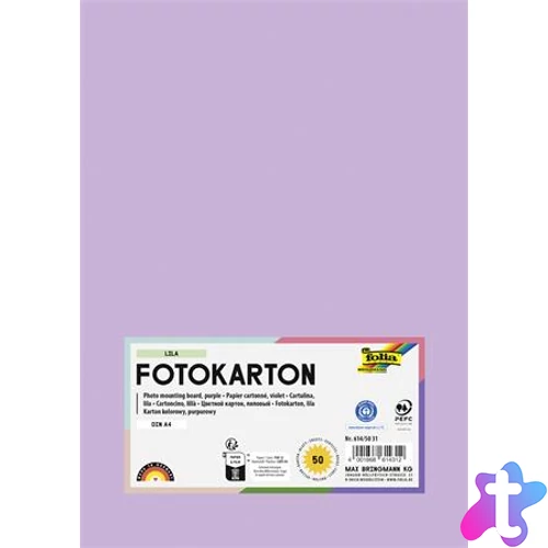 Dekorkarton, 2 oldalas, A4, 300 g, 50 lap, FOLIA, halvány orgonalila
