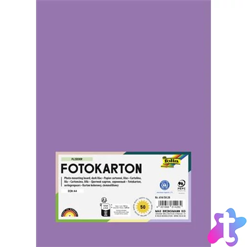 Dekorkarton, 2 oldalas, A4, 300 g, 50 lap, FOLIA, sötét orgonalila