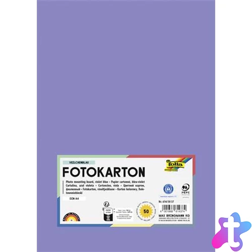 Dekorkarton, 2 oldalas, A4, 300 g, 50 lap, FOLIA, ibolyakék