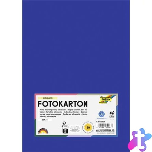 Dekorkarton, 2 oldalas, A4, 300 g, 50 lap, FOLIA, mélykék