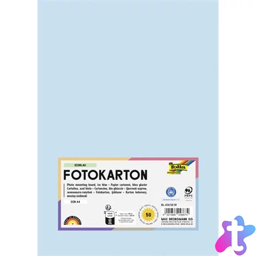 Dekorkarton, 2 oldalas, A4, 300 g, 50 lap, FOLIA, jégkék