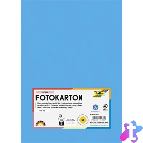 Dekorkarton, 2 oldalas, A4, 300 g, 50 lap, FOLIA, óceánkék