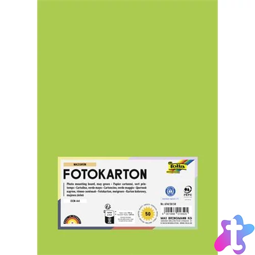 Dekorkarton, 2 oldalas, A4, 300 g, 50 lap, FOLIA, tavaszzöld