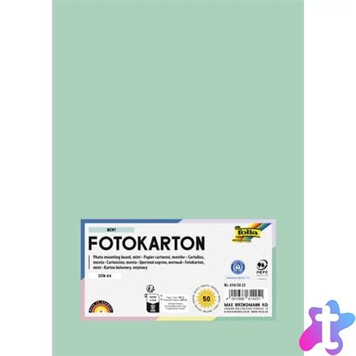 Dekorkarton, 2 oldalas, A4, 300 g, 50 lap, FOLIA, menta