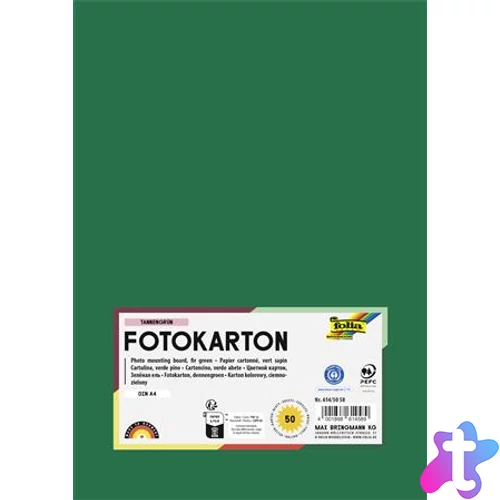 Dekorkarton, 2 oldalas, A4, 300 g, 50 lap, FOLIA, fenyőzöld
