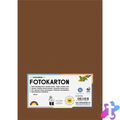Dekorkarton, 2 oldalas, A4, 300 g, 50 lap, FOLIA, csokoládébarna