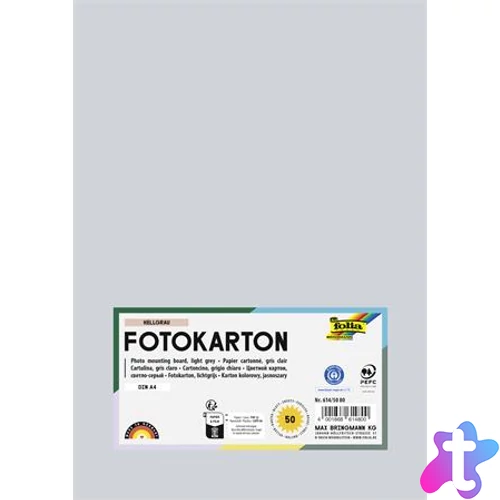 Dekorkarton, 2 oldalas, A4, 300 g, 50 lap, FOLIA, világosszürke